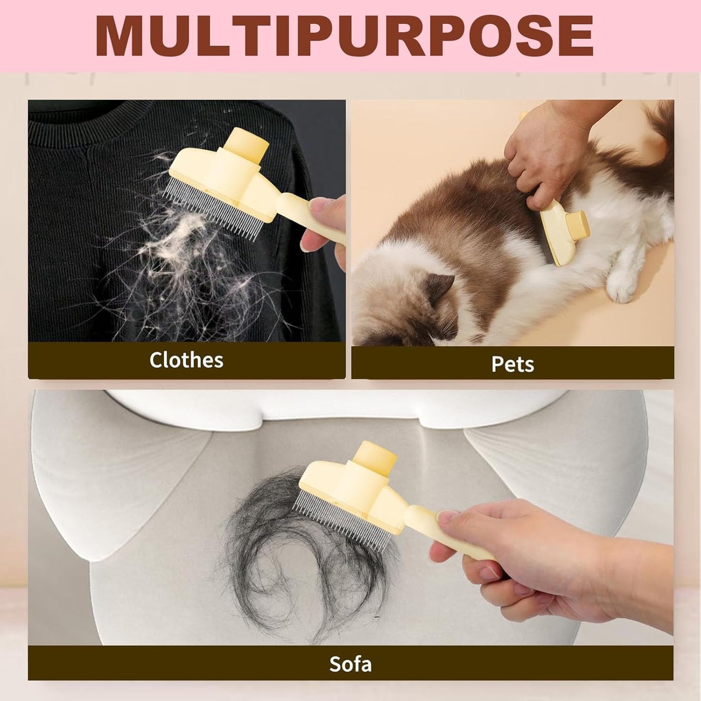 Self-Cleaning Grooming Brush for Cats & Dogs