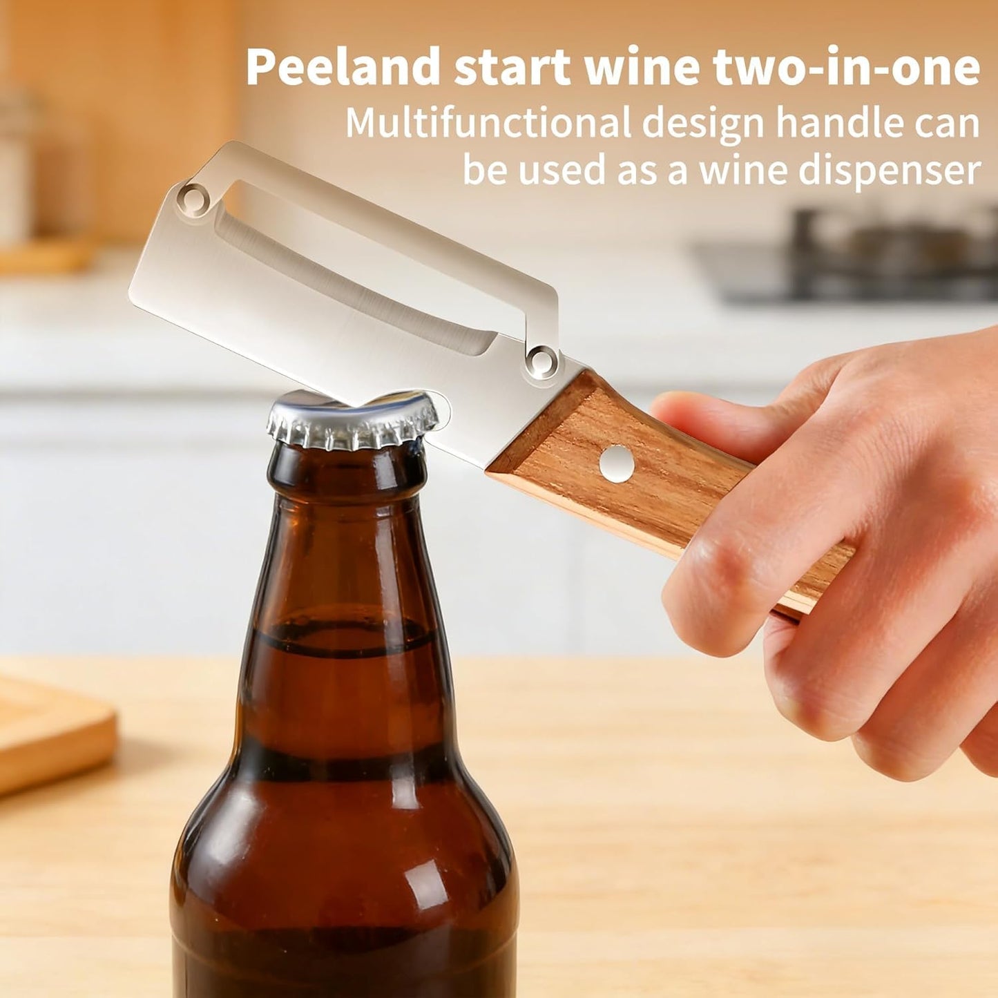 2-in-1 Stainless Steel Blade Kitchen Peeler with Bottle Opener Handle
