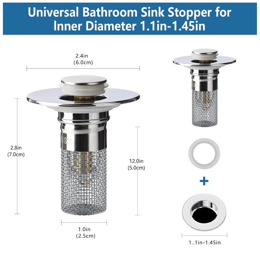 Bathroom Sink Stopper with Filter Basket