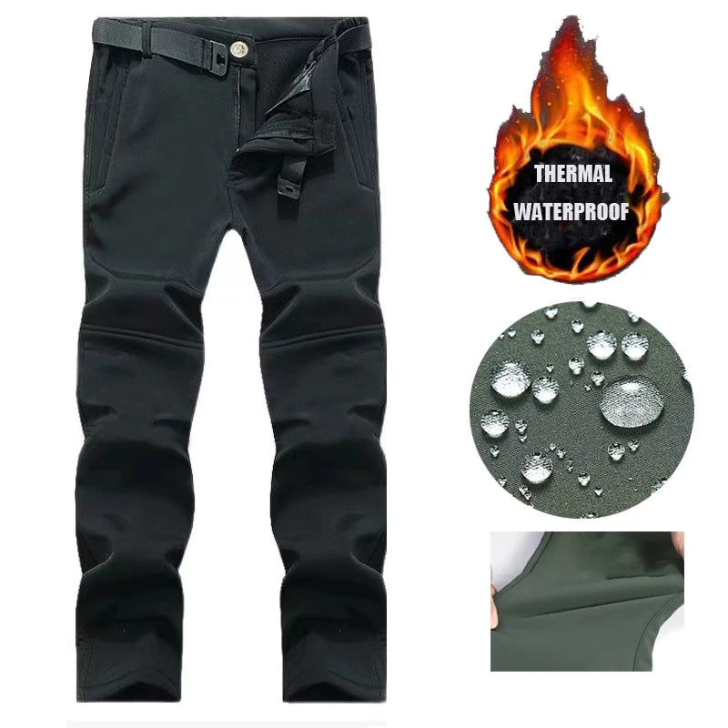 Men Winter Autumn Fleece Waterproof Cargo Pants