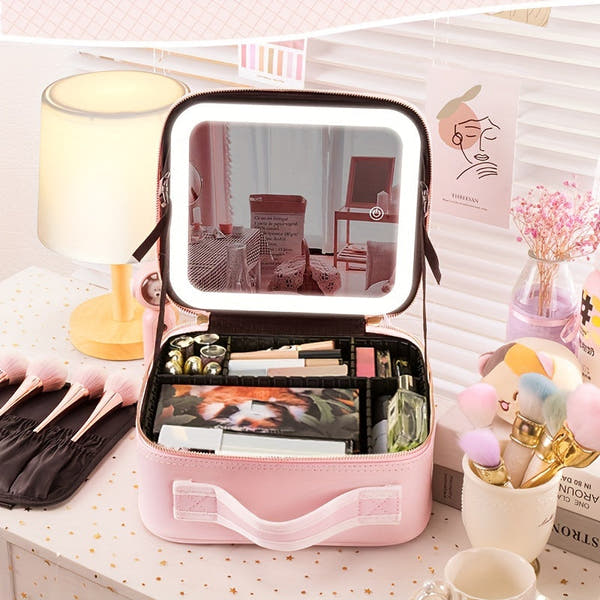 Lighted Makeup Bag with Mirror