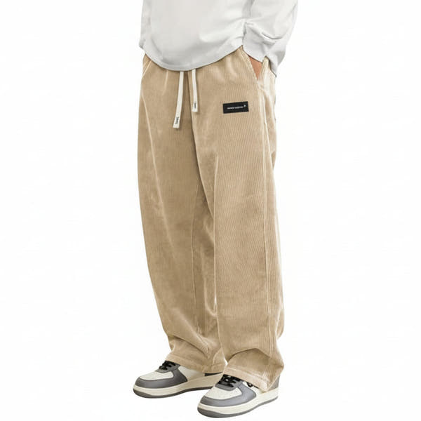 Men's Baggy Cord Trousers Cotton Fitness
