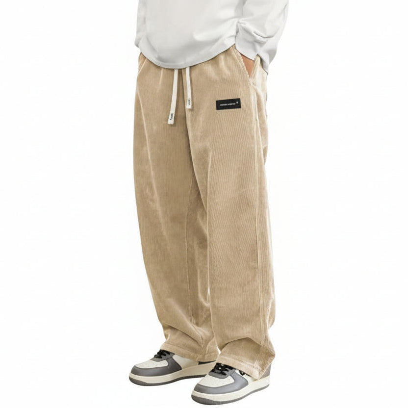 Men's Baggy Cord Trousers Cotton Fitness