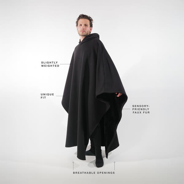 Oversized Weighted Hoodie Cloak with Ultra-Soft Faux Fur Liner