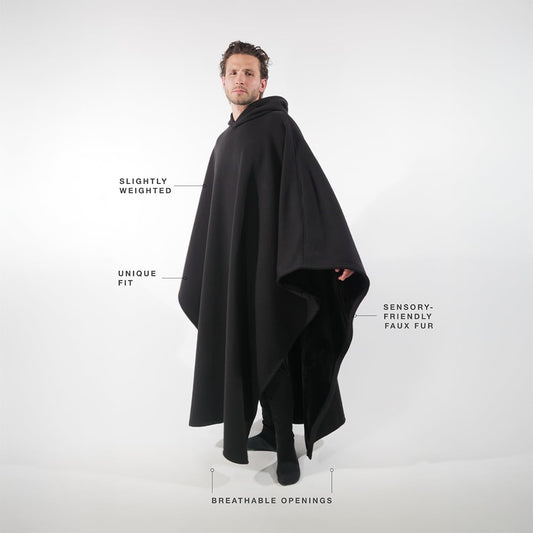Oversized Weighted Hoodie Cloak with Ultra-Soft Faux Fur Liner