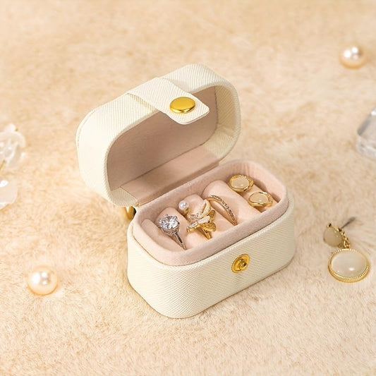 4Pcs Rings And Leather Jewelry Storage Box