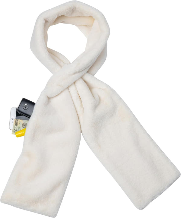 Fur Scarf With Hidden Zipper Pocket