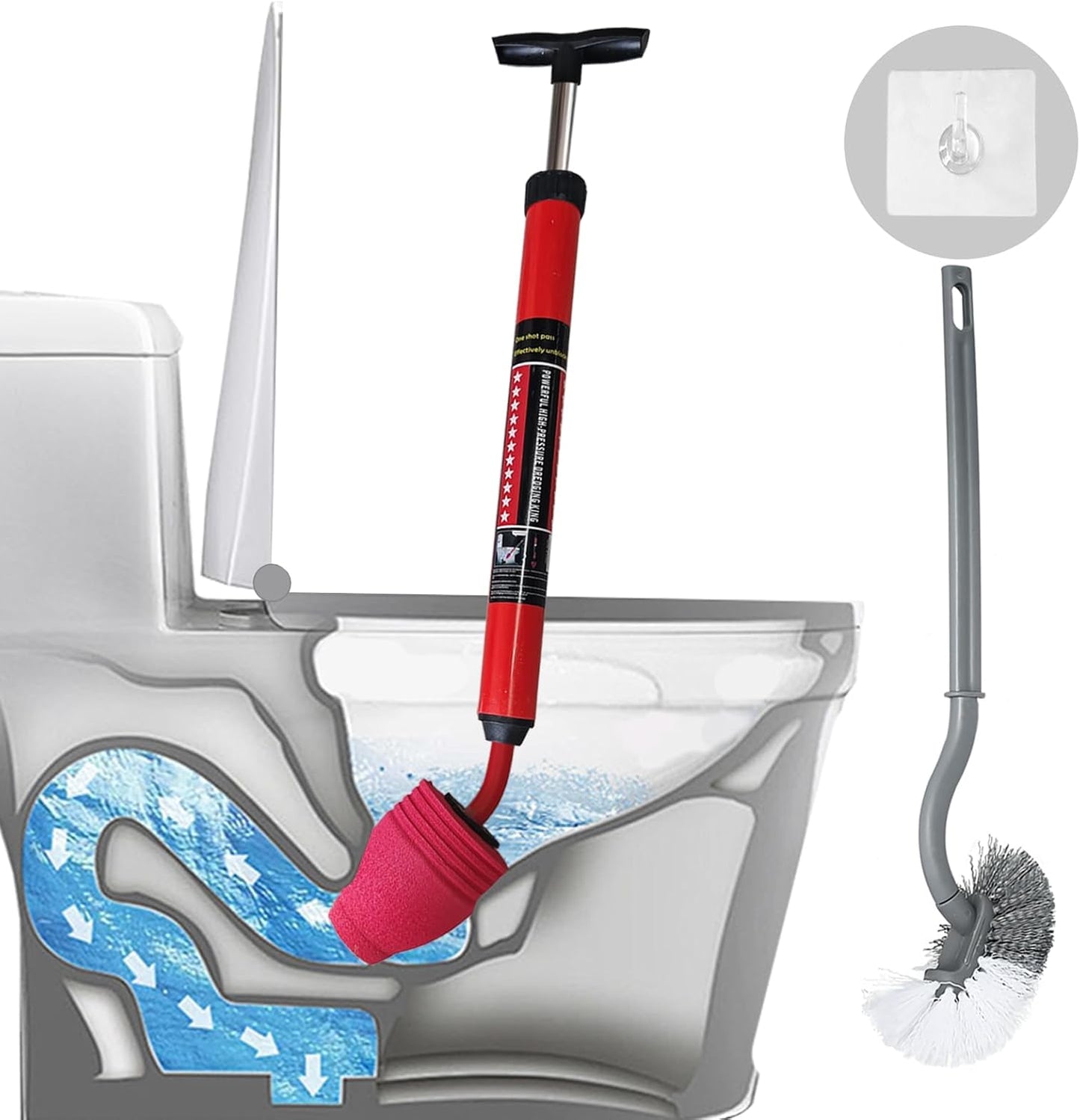 High-Pressure Plungers for Bathroom, Toilet Brush and Plunger Set