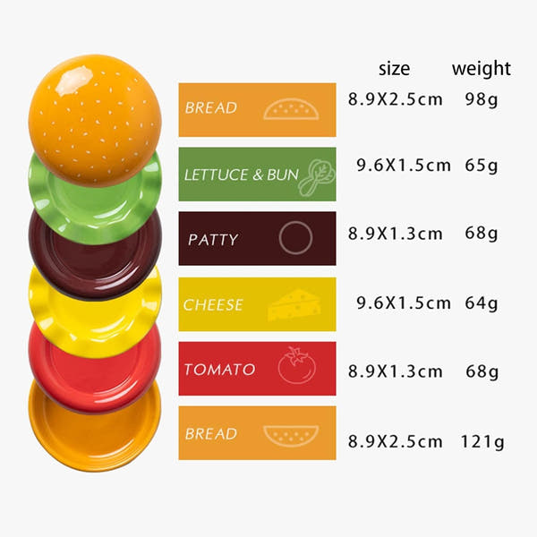Ceramic Dinnerware Set Gift Stackable Burger Plate Bowl Set