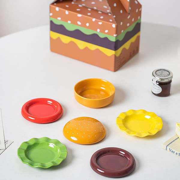 Ceramic Dinnerware Set Gift Stackable Burger Plate Bowl Set