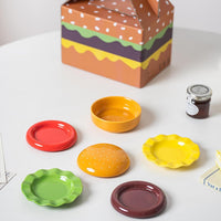 Ceramic Dinnerware Set Gift Stackable Burger Plate Bowl Set