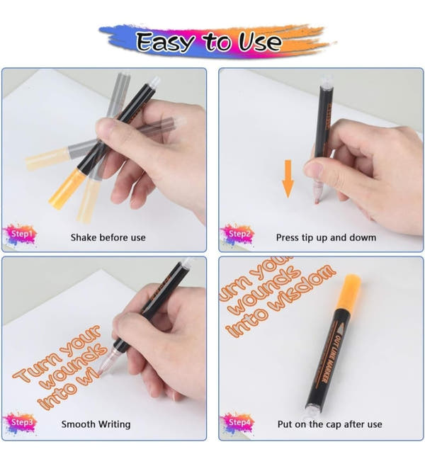 12 Colors Outline Marker Pens