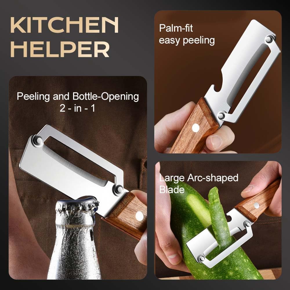 2-in-1 Stainless Steel Blade Kitchen Peeler with Bottle Opener Handle