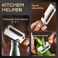 2-in-1 Stainless Steel Blade Kitchen Peeler with Bottle Opener Handle