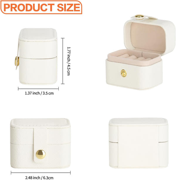 4Pcs Rings And Leather Jewelry Storage Box