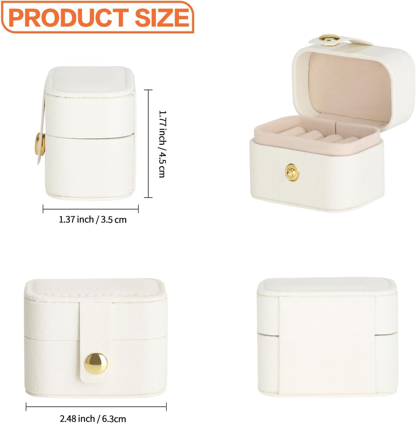 4Pcs Rings And Leather Jewelry Storage Box