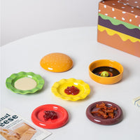 Ceramic Dinnerware Set Gift Stackable Burger Plate Bowl Set