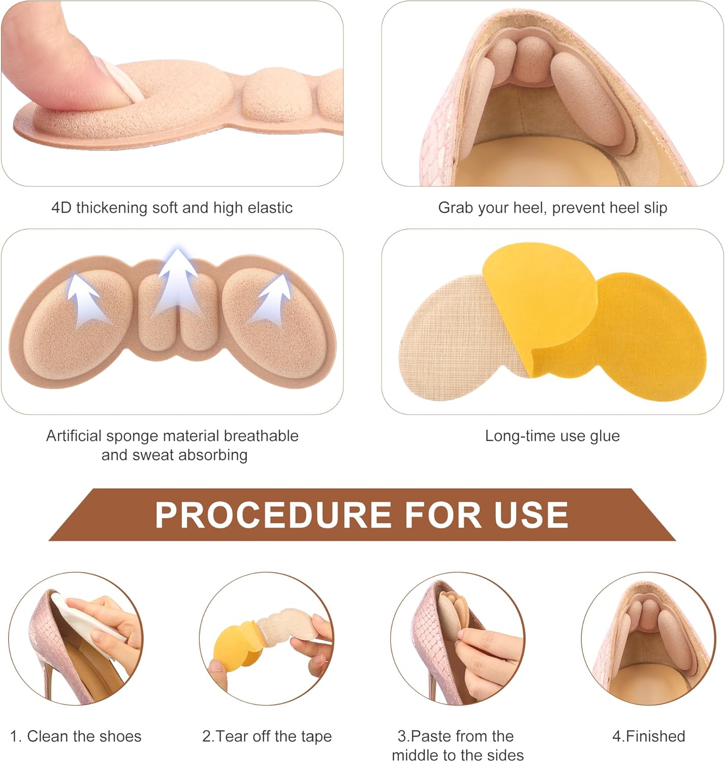 Foam Heel Pads for Shoes (pack of 8)