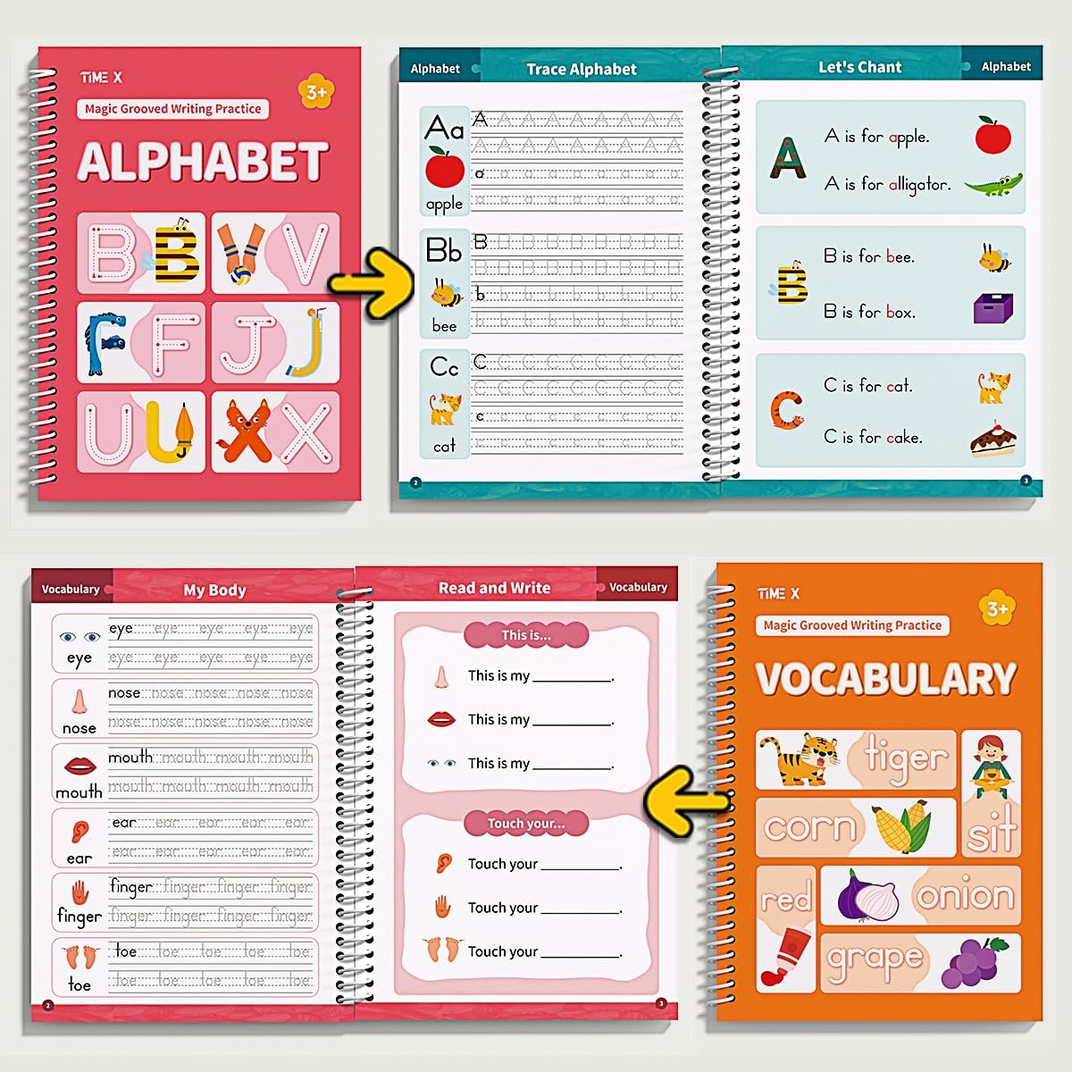 Reusable 3D Groove Handwriting Practice Workbooks for Kids Ages 3-8