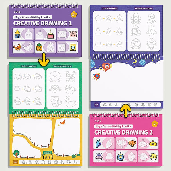 Reusable 3D Groove Handwriting Practice Workbooks for Kids Ages 3-8