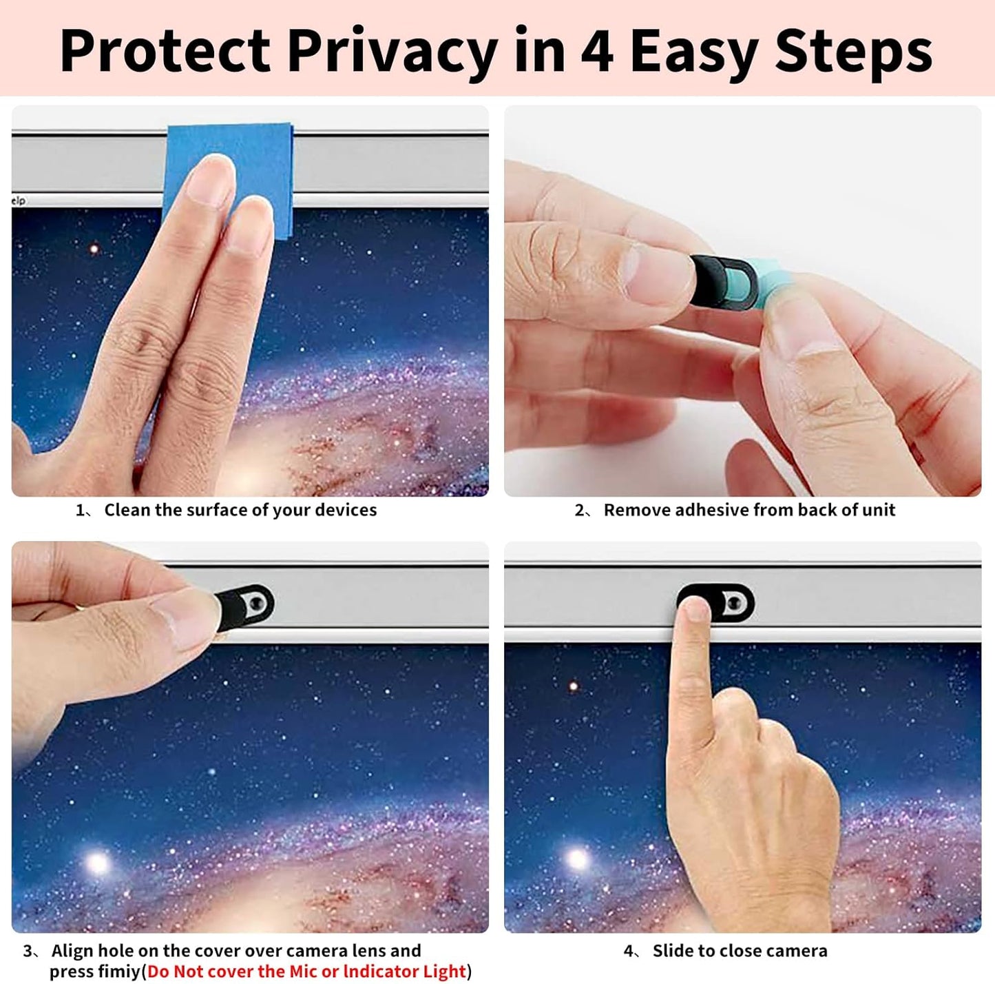 Webcam Cover 3 Pack 0.03 inch Ultra Thin Laptop and phone Camera Cover Slide