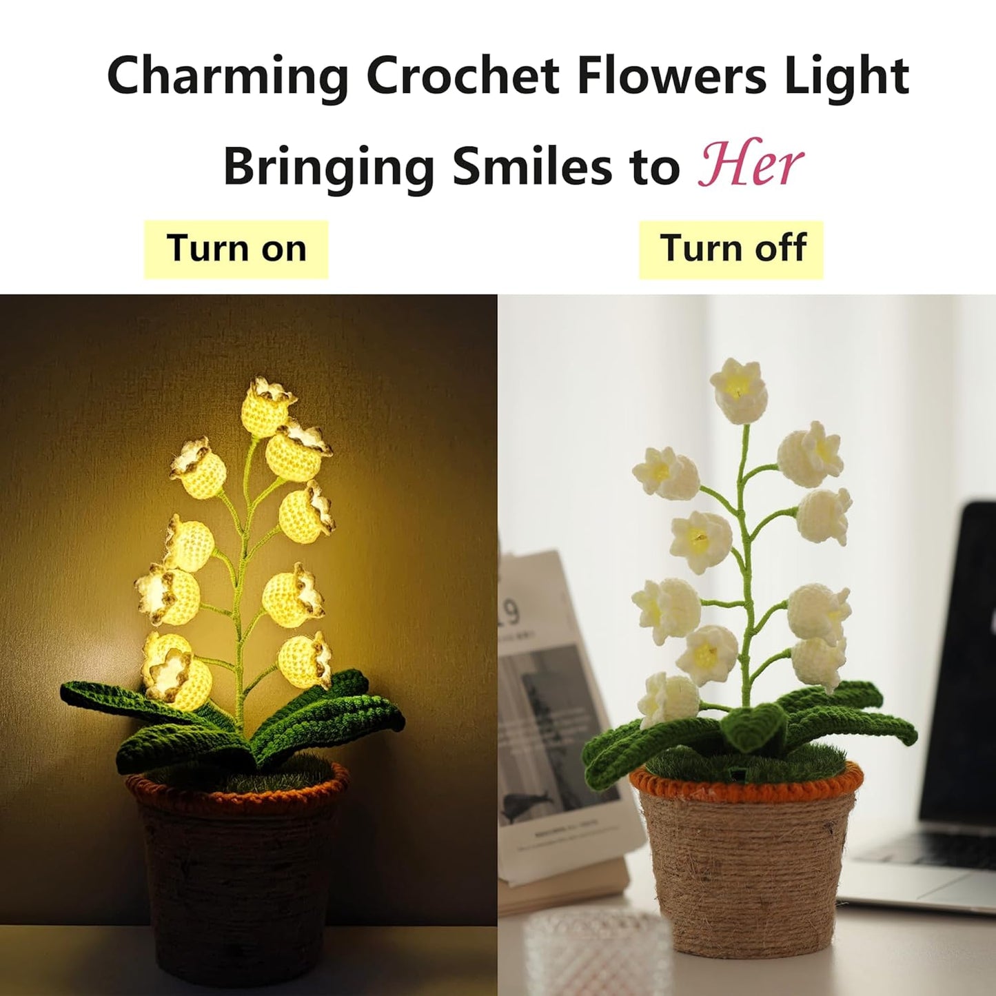 Glowing Crochet Lily Flowers with Night Lights