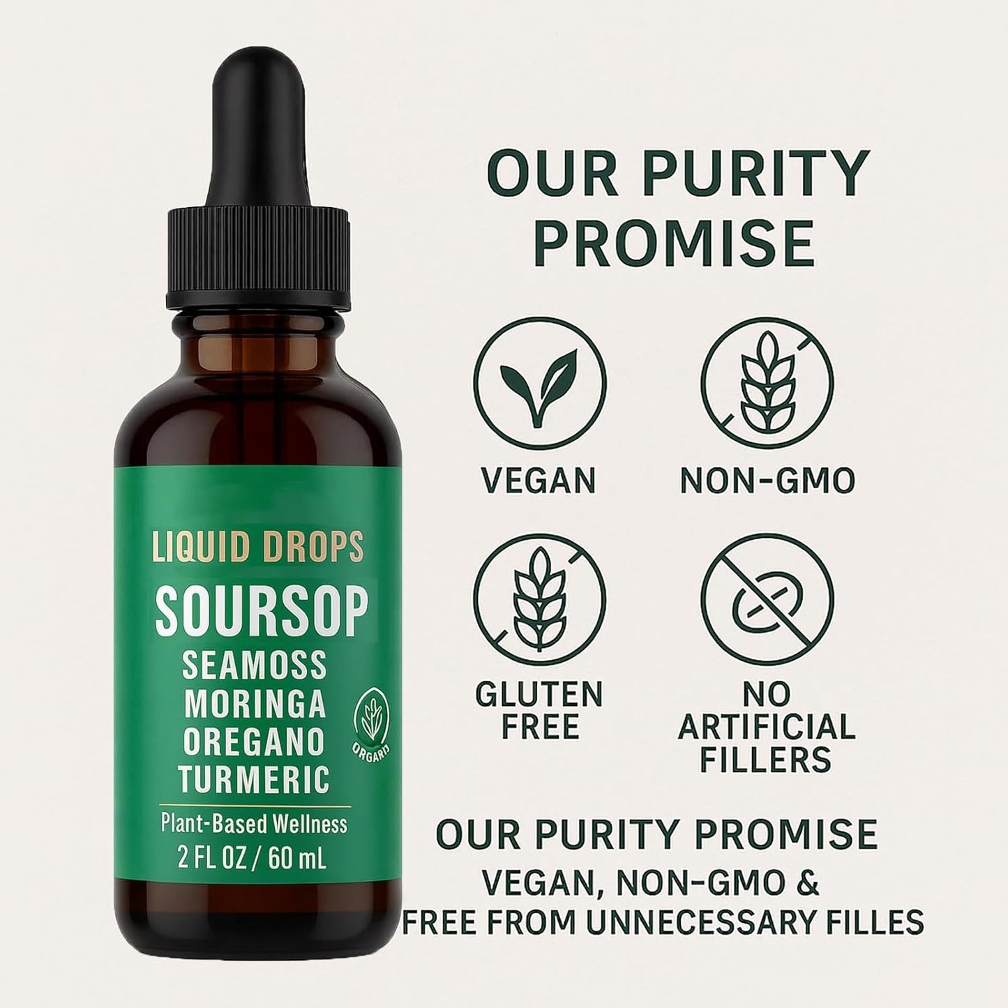 Soursop Natural Drops - 10-in-1 Soursop Bitters Liquid Drops with Sea Moss