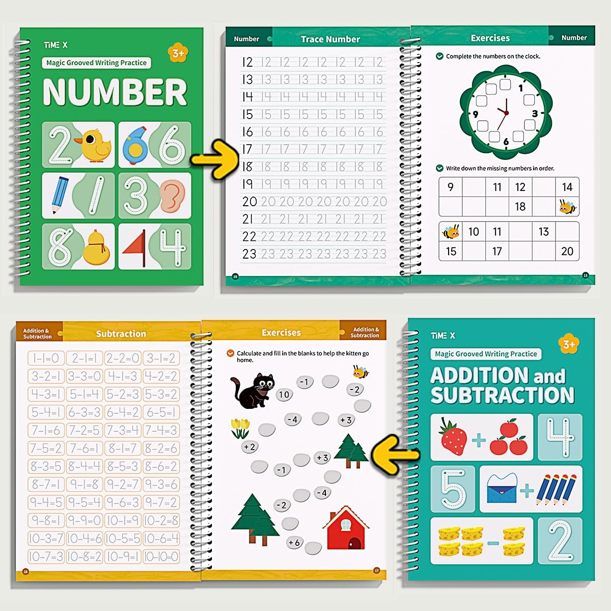Reusable 3D Groove Handwriting Practice Workbooks for Kids Ages 3-8