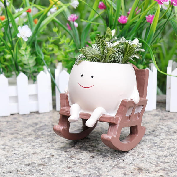 Smiley Face Rocking Chair Flower Pots