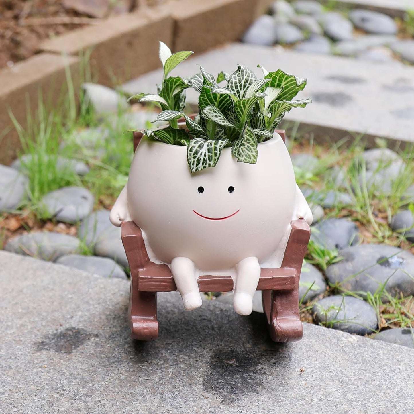 Smiley Face Rocking Chair Flower Pots