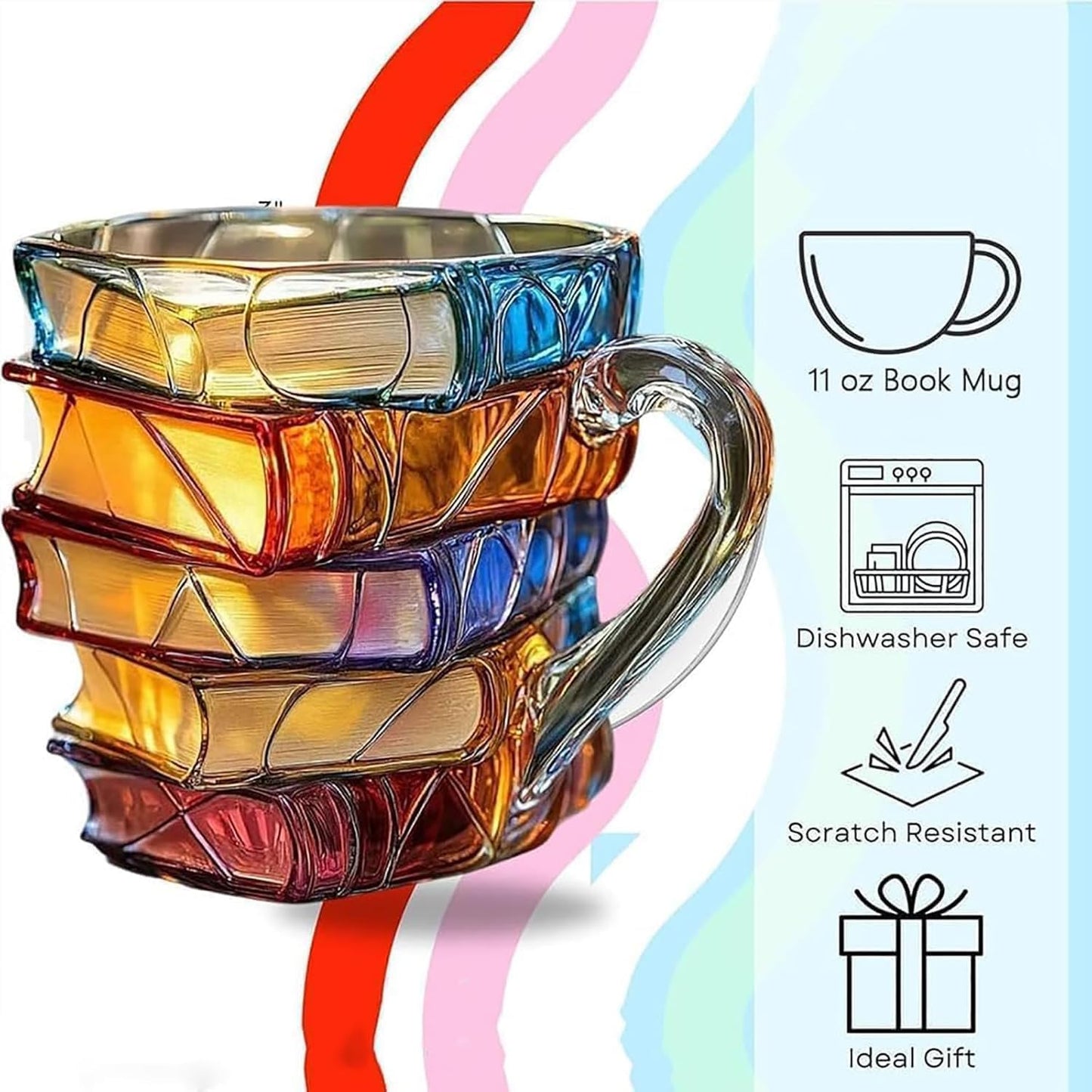 Unique Stacked Books Coffee Mug