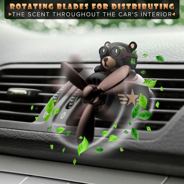 Onsinic Cartoon Bear Pilot Car Air Freshener Automotive Air Outlet Fan Freshener