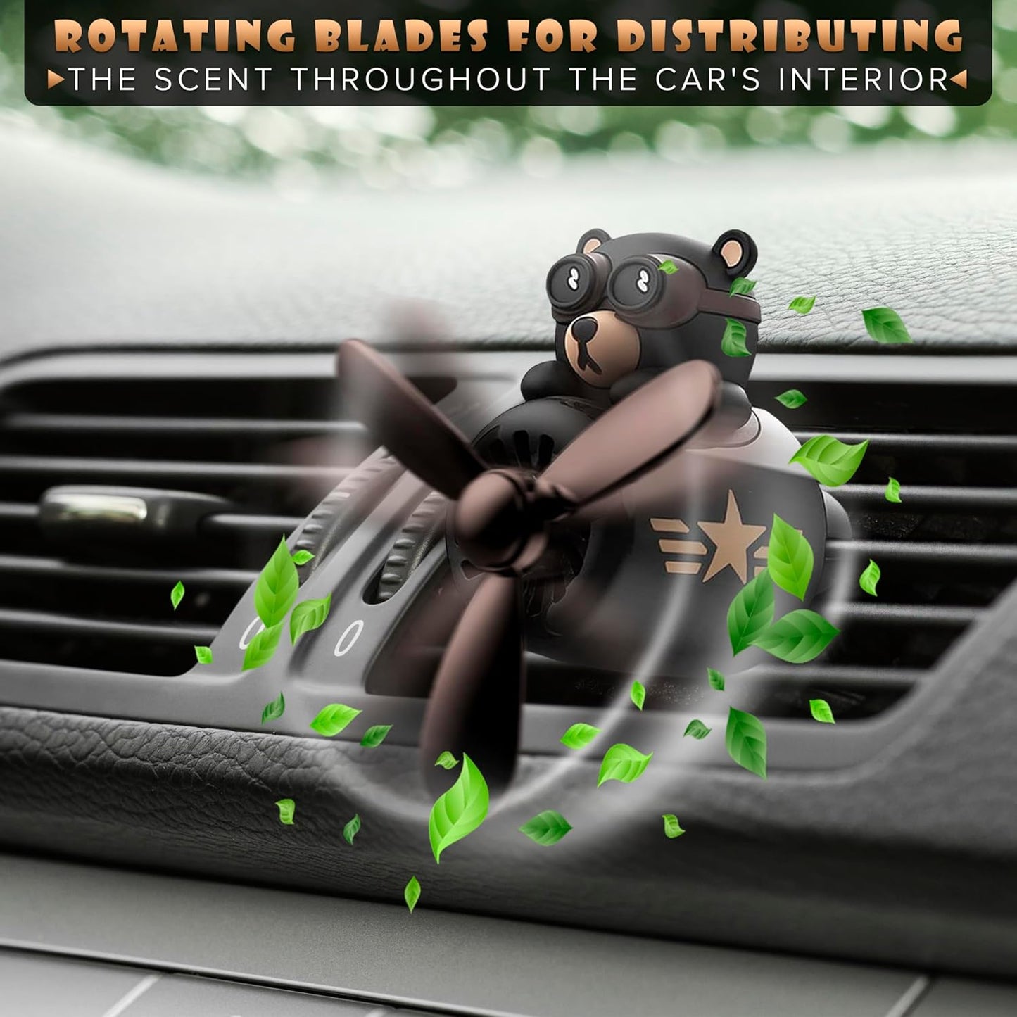Onsinic Cartoon Bear Pilot Car Air Freshener Automotive Air Outlet Fan Freshener