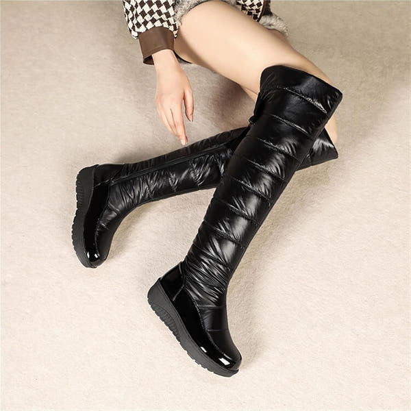 Over the Knee Black Waterproof  Snow Boots for Women