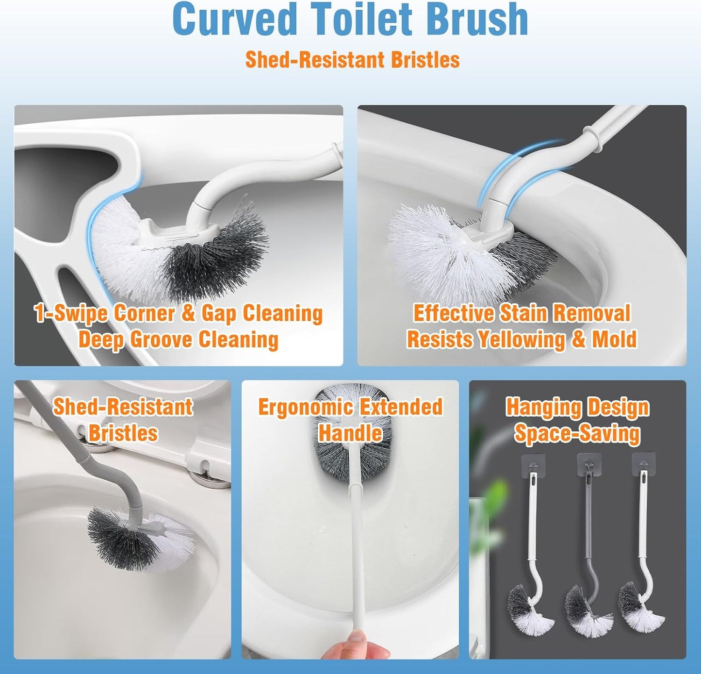 High-Pressure Plungers for Bathroom, Toilet Brush and Plunger Set