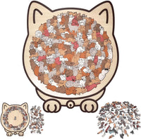 135-Piece -Colored Cat Shaped Wooden Jigsaw Puzzle