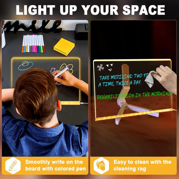 GlowSketch Pro LED Writing Board with 7 Vibrant Color Markers