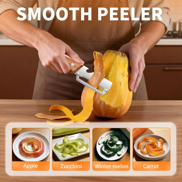 2-in-1 Stainless Steel Blade Kitchen Peeler with Bottle Opener Handle