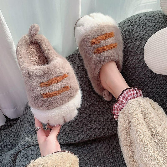 Cute Cat Paw Fluffy House Slippers
