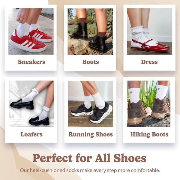 Anti-Blister Cushion Heel Padded Crew Socks