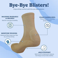 Anti-Blister Cushion Heel Padded Crew Socks