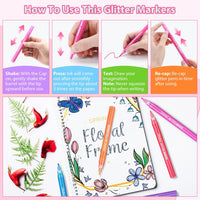 Water-based Ink Glitter Markers Pen for Kids (12 Colors)