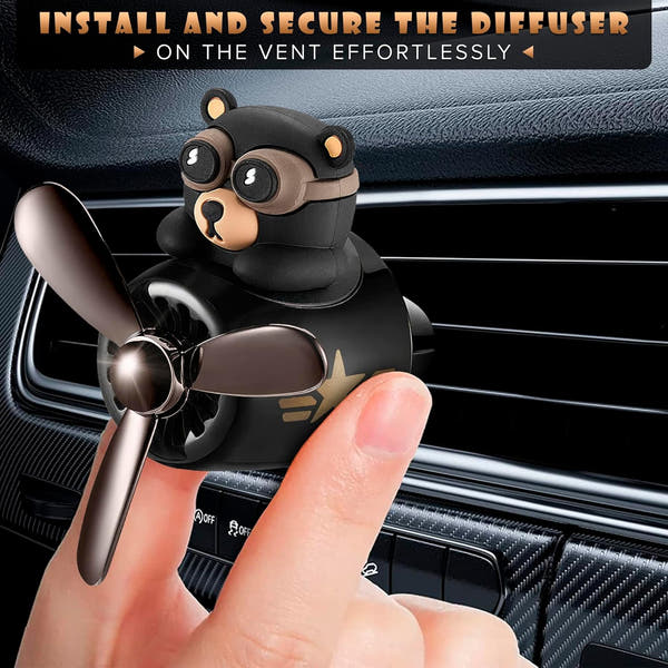 Onsinic Cartoon Bear Pilot Car Air Freshener Automotive Air Outlet Fan Freshener