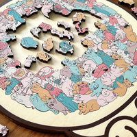 135-Piece -Colored Cat Shaped Wooden Jigsaw Puzzle