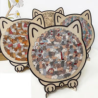 135-Piece -Colored Cat Shaped Wooden Jigsaw Puzzle