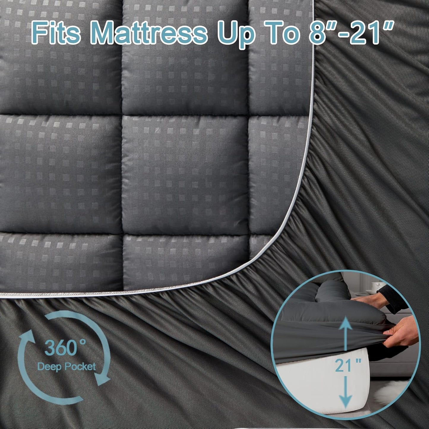 Full Mattress Pad Quilted Fitted Mattress Protector Cooling Pillow Top Mattress Cover