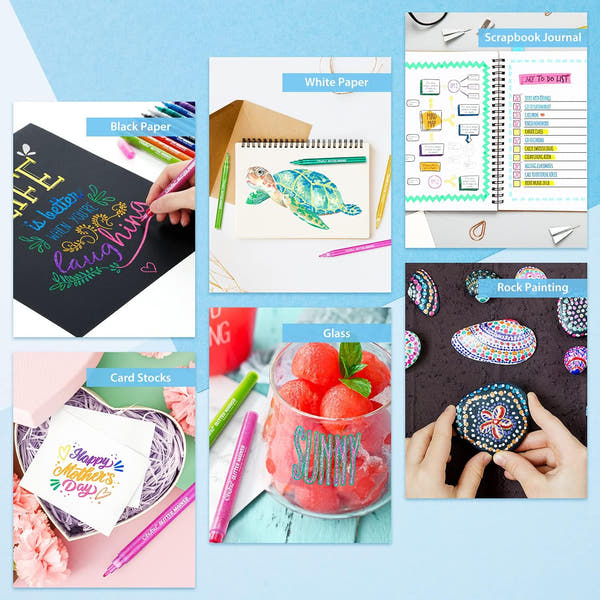 Water-based Ink Glitter Markers Pen for Kids (12 Colors)