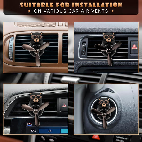 Onsinic Cartoon Bear Pilot Car Air Freshener Automotive Air Outlet Fan Freshener