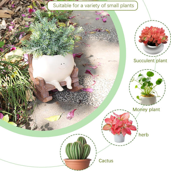 Smiley Face Rocking Chair Flower Pots