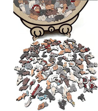 135-Piece -Colored Cat Shaped Wooden Jigsaw Puzzle